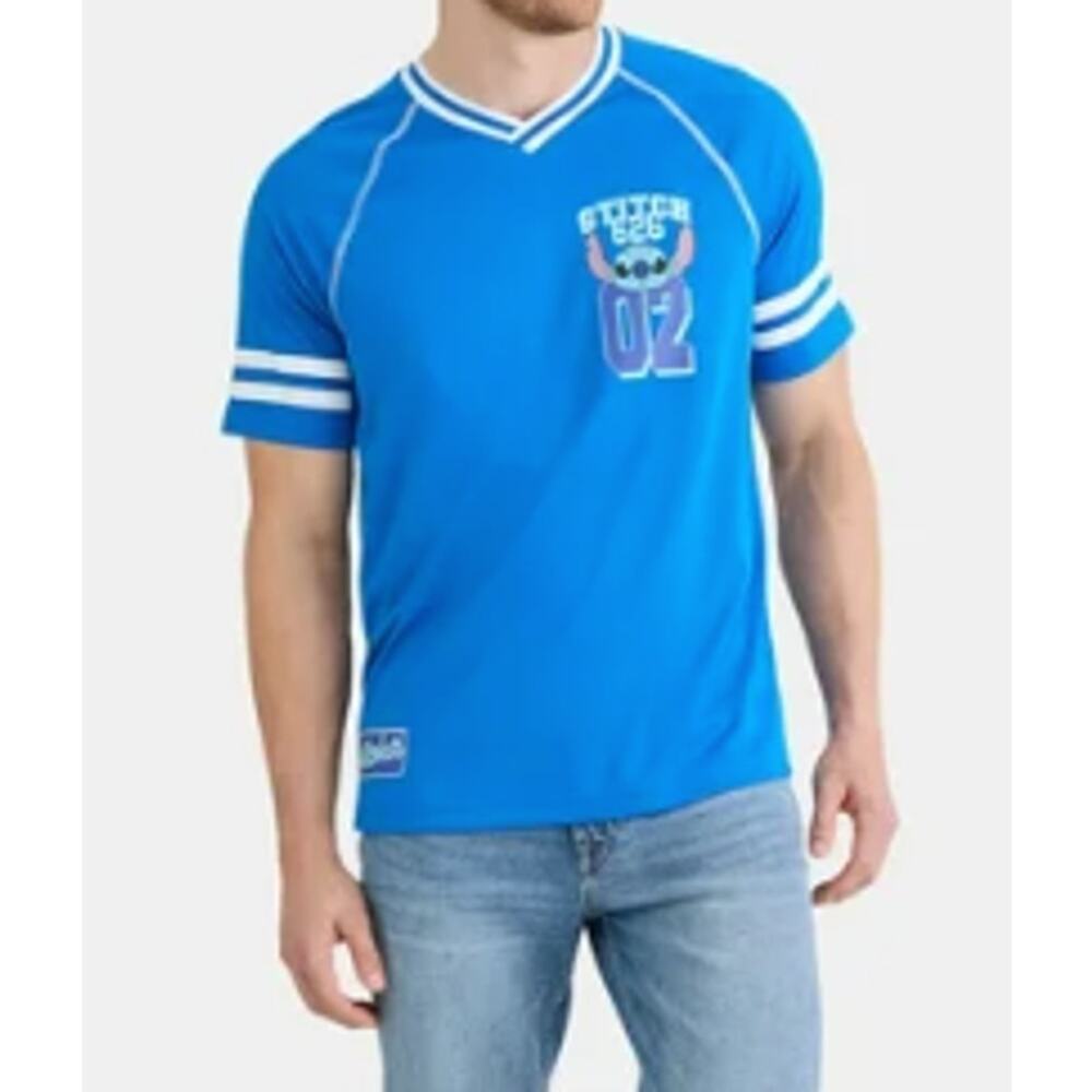 Disney Stitch Soccer Jersey TShirt Tee Top Blue Size 2XL Relaxed Fit NEW Mens